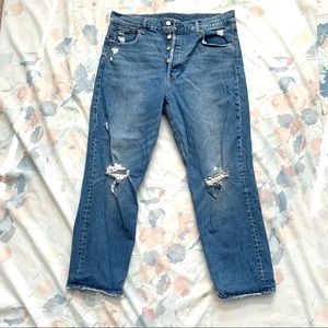 Gap Cheeky High Rise Distressed Straight Leg Jeans